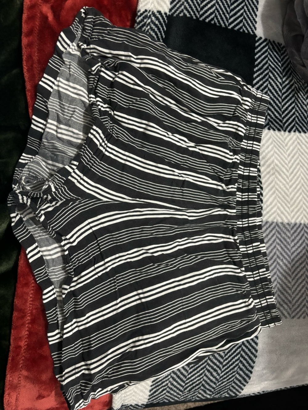 Black and White Striped Women's Lounge Shorts